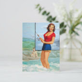 Carte Postale Pêche Avec Pinceau De Chien (Debout devant)