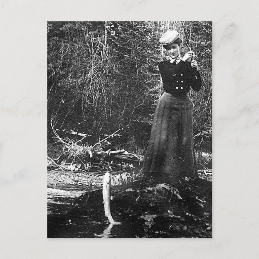 Carte Postale pêche de femme (Devant)
