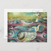 Carte Postale Pêche des filles à la nuit (Devant / Derrière)