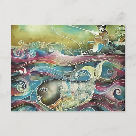 Carte Postale Pêche des filles à la nuit (Devant)