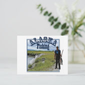 Carte Postale Pêche en Alaska près de la rivière (Debout devant)