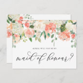 Carte Postale Pêche et fleurs d'ivoire Soyez ma servante d'honne (Devant / Derrière)