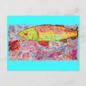 Carte Postale Pêche heureuse à la truite arc en ciel (Devant)