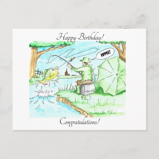 Carte Postale Pêche - La Grande ! Yippee ! (Devant)