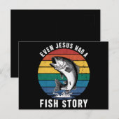 Carte Postale Pêche Même Jésus avait une histoire de poisson Bas (Devant / Derrière)