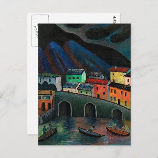 Carte Postale Pêche nocturne à Ascona (Devant / Derrière)