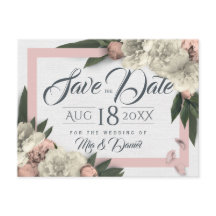 Pêche romantique et pivoines florales blanches