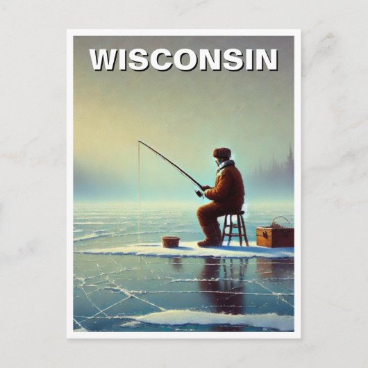 Carte Postale Pêche sur glace dans le Wisconsin (Devant)