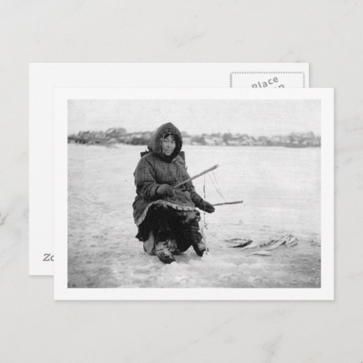 Carte Postale Pêche sur glace eskimo à Nome, Alaska Photographie (Devant / Derrière)