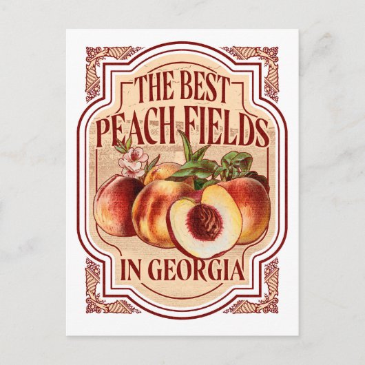 Carte Postale Pêche vintage Étiquette Georgia Peachs (Devant)