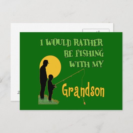 Carte Postale Pêcher Avec Grand-Fils (Devant / Derrière)