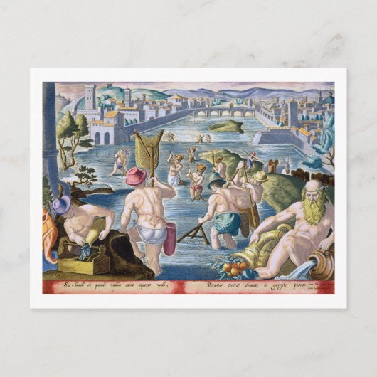 Carte Postale Pêcher dans les eaux peu profondes en utilisant de (Devant)