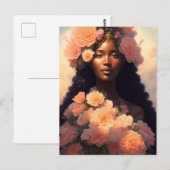 Carte Postale Pêcher Florale Femme noire Angélique Bloomcore (Devant / Derrière)