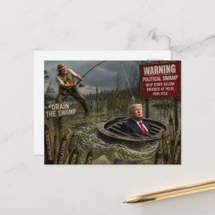 Carte Postale Pêcher Trump dans le marais à vos risques et péril