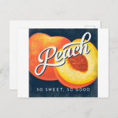 Carte Postale Pêcher Vintage Fruit Étiquette Retro (Devant / Derrière)