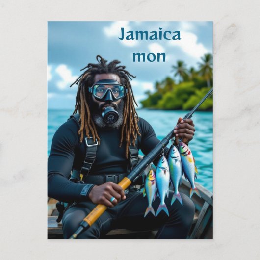 Carte Postale pêcheur à la lance jamaïcain (Devant)
