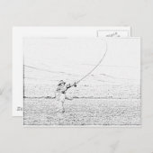 Carte Postale pêcheur à la mouche (Devant / Derrière)