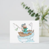 Carte Postale Pêcheur dans une baignoire (Debout devant)