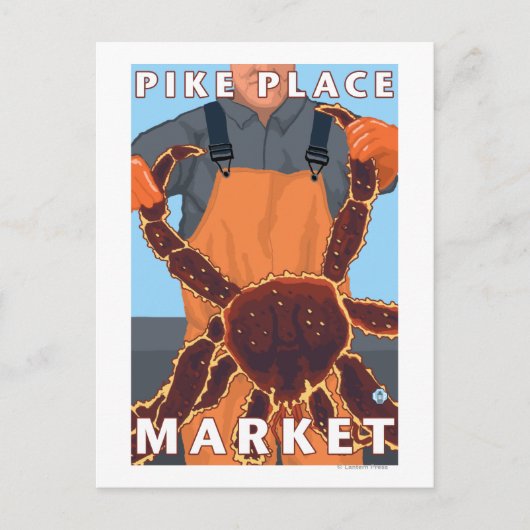 Carte Postale Pêcheur de crabe du roi - Marché Pike Place, Seatt (Devant)