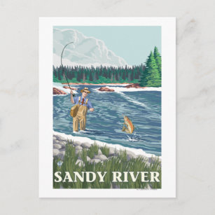 Carte Postale Pêcheur de mouches - Sandy River, Oregon