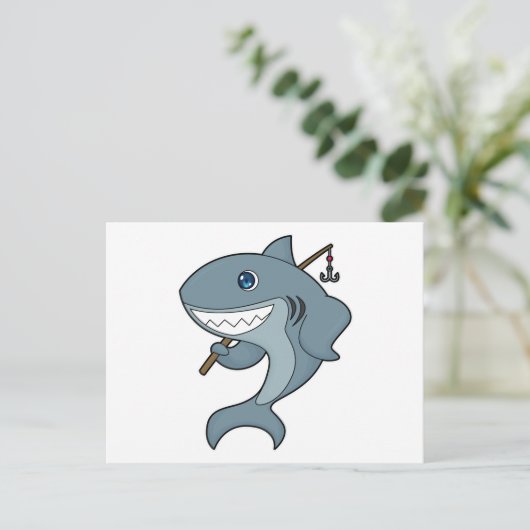 Carte Postale Pêcheur de requins canne à pêche (Debout devant)