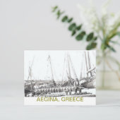 CARTE POSTALE PÊCHEUR EN BATEAU AVEC JARS~AEGINA, GRÈCE POSTCAR (Debout devant)