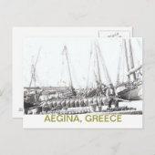 CARTE POSTALE PÊCHEUR EN BATEAU AVEC JARS~AEGINA, GRÈCE POSTCAR (Devant / Derrière)