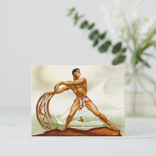 Carte Postale Pêcheur Hawaiian Net (Debout devant)