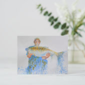 Carte Postale Pêcheur peinture d'aquarelle cadeau de pêche pour  (Debout devant)