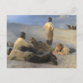Carte Postale Pêcheurs à Skagen Beach, P.S. Krøyer, Art (Devant)