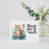 Carte Postale Pêcheurs Chat est la pêche (Debout devant)