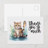 Carte Postale Pêcheurs Chat est la pêche (Devant / Derrière)