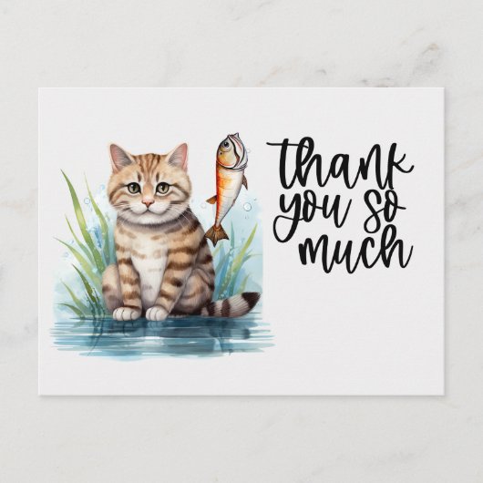 Carte Postale Pêcheurs Chat est la pêche (Devant)
