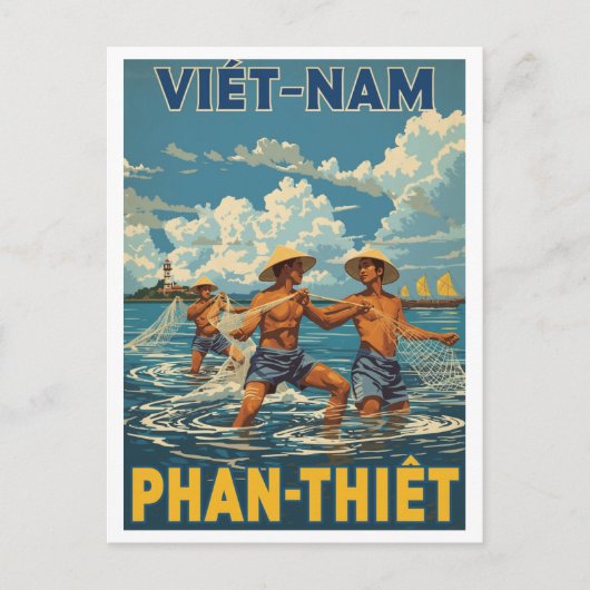 Carte Postale Pêcheurs de Phan Thiết Vintage (Devant)
