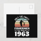 Carte Postale Pêcheurs nés en 1963 Cadeau de pêche pour 60e anni (Devant / Derrière)