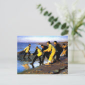 Carte Postale Pêcheurs sur la plage North de Skagen (Debout devant)