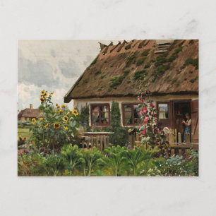 Carte Postale Peder Monsted - tricot de fille à la porte