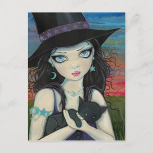 Carte postale Peekaboo Witch and Cat Big Eye Art