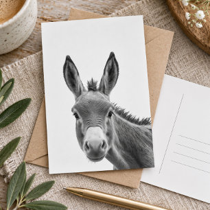 Carte Postale Peeking Sneaky Donkey Cute