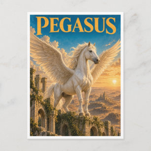 Carte Postale Pégase, monstre de fantasy gothique