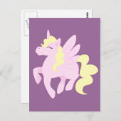Carte Postale Pégase Unicorne Rose Cute (Unipeg) (Devant / Derrière)