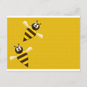 Carte Postale Peigne de miel Abeille d'or jaune Motif Art