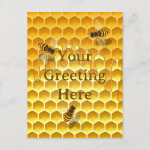 Carte Postale Peigne d'or avec abeilles domestiques Personnalisé