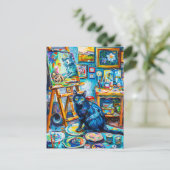 Carte Postale Peindre un chat dans le Studio de Peintre (Debout devant)