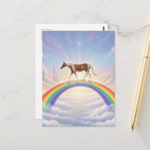Carte Postale Peindre un cheval sur un pont arc-en-ciel