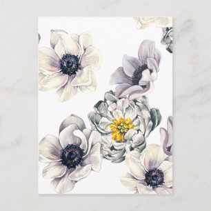 Carte Postale Peine de fleur florale Anémone Printemps frais Art