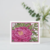 Carte Postale Peine de jardin de fleurs de pivoines violettes (Debout devant)