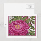 Carte Postale Peine de jardin de fleurs de pivoines violettes (Devant / Derrière)