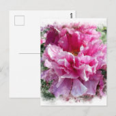 Carte Postale *~* Peine rose Peony Peinture Impressionnisme arti (Devant / Derrière)