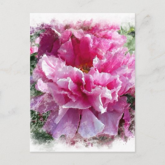 Carte Postale *~* Peine rose Peony Peinture Impressionnisme arti (Devant)